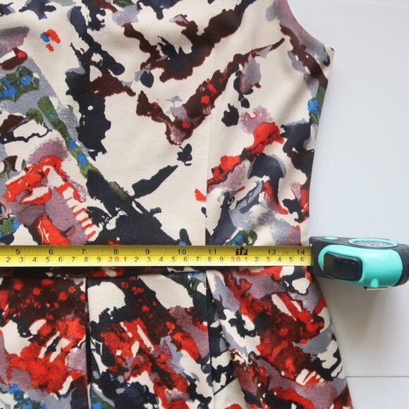 Maeve Anthropologie Artsy Abstract Print Fit & Flare Dress Tencel Stretch S - Picture 13 of 16